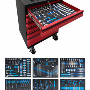 Verktygsvagn med 6 lådor Black edition - Röd, PRO + 273 delar verktyg