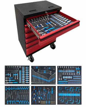 Verktygsvagn med 6 lådor Black edition - Röd, PRO + 273 delar verktyg